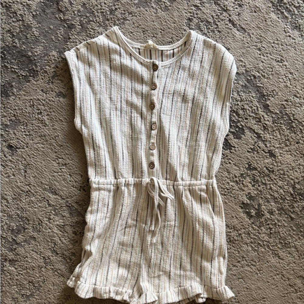 Hayden Girls Cream and Blue Striped Buttoned Top